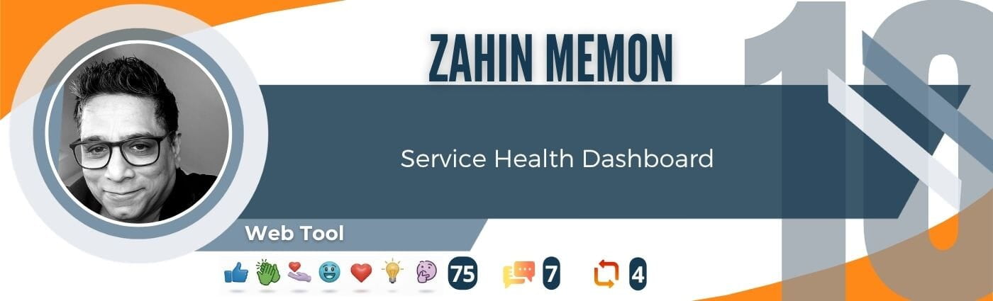 Modern Endpoint Management Top Post #10 for May 2026 featuring Zahin Memon and the Microsoft Service Health Dashboard web tool for IT administrators.