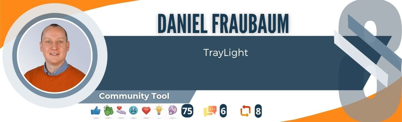 Modern Endpoint Management Top Post #8 for May 2026 featuring Daniel Fraubaum and the TrayLight community tool for Microsoft Intune administrators.